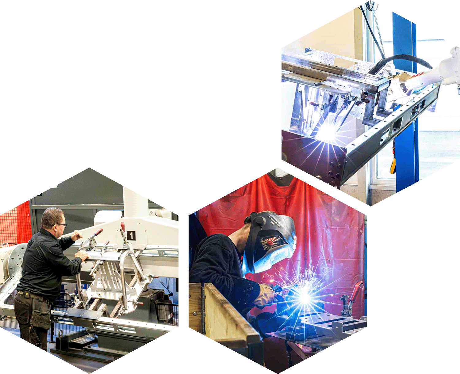 Hexagon svetsning bilder av personer i produktion