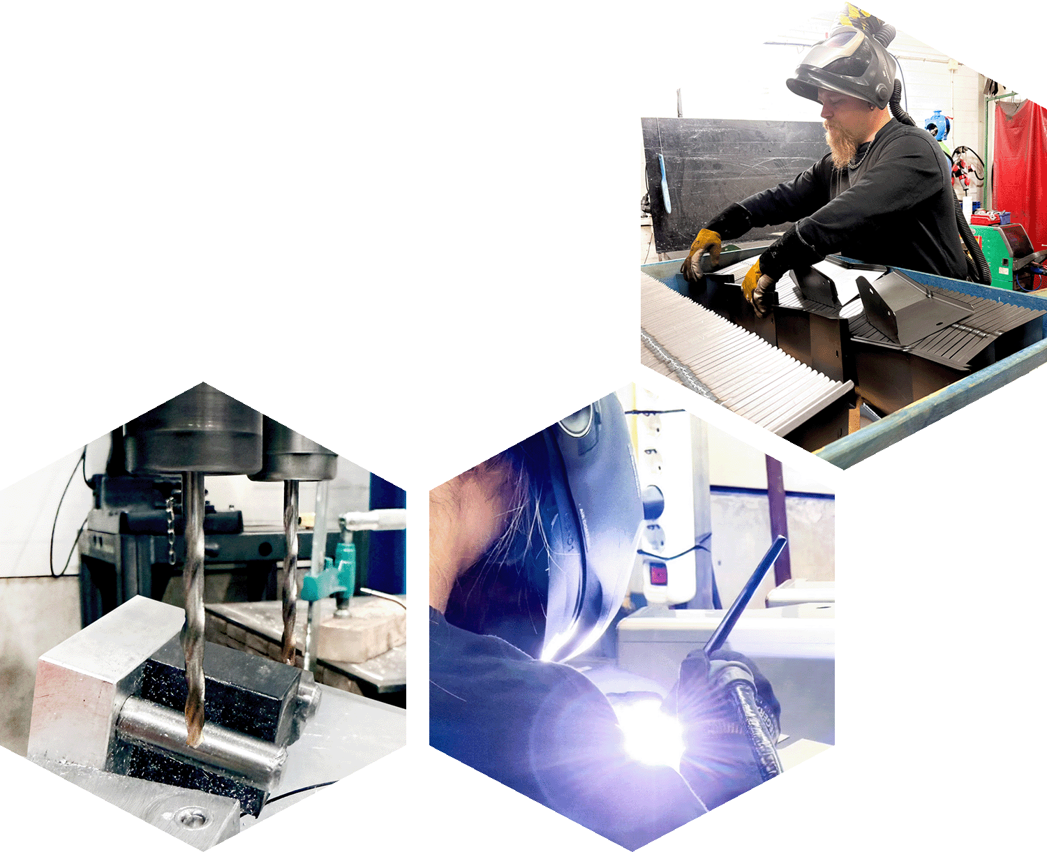 bg hexagon tre stycken med bilder inuti.