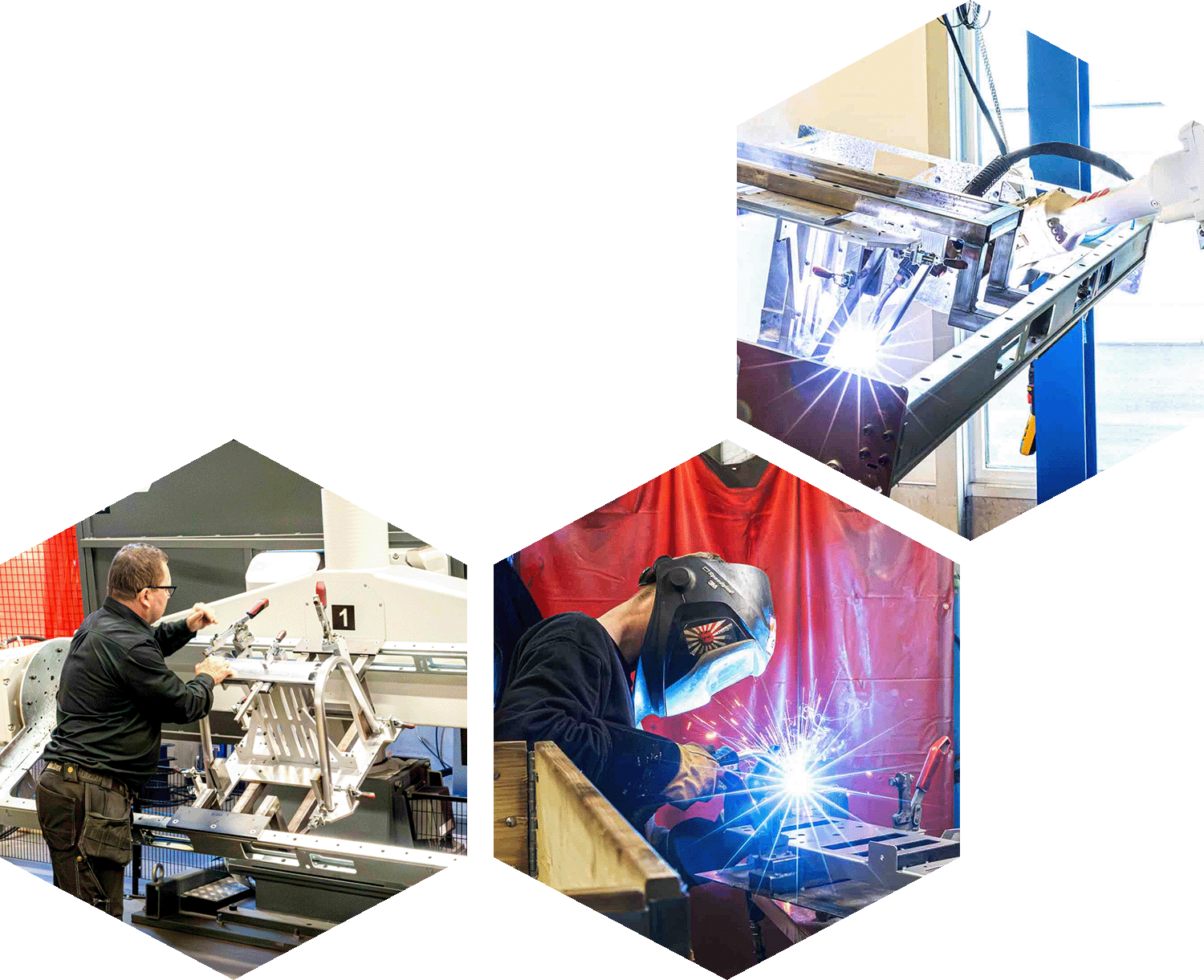 Hexagon svetsning bilder av personer i produktion