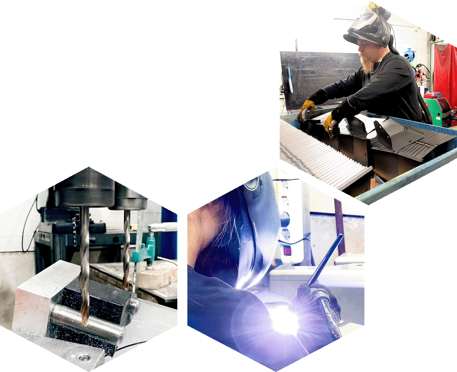 bg hexagon tre stycken med bilder inuti. 